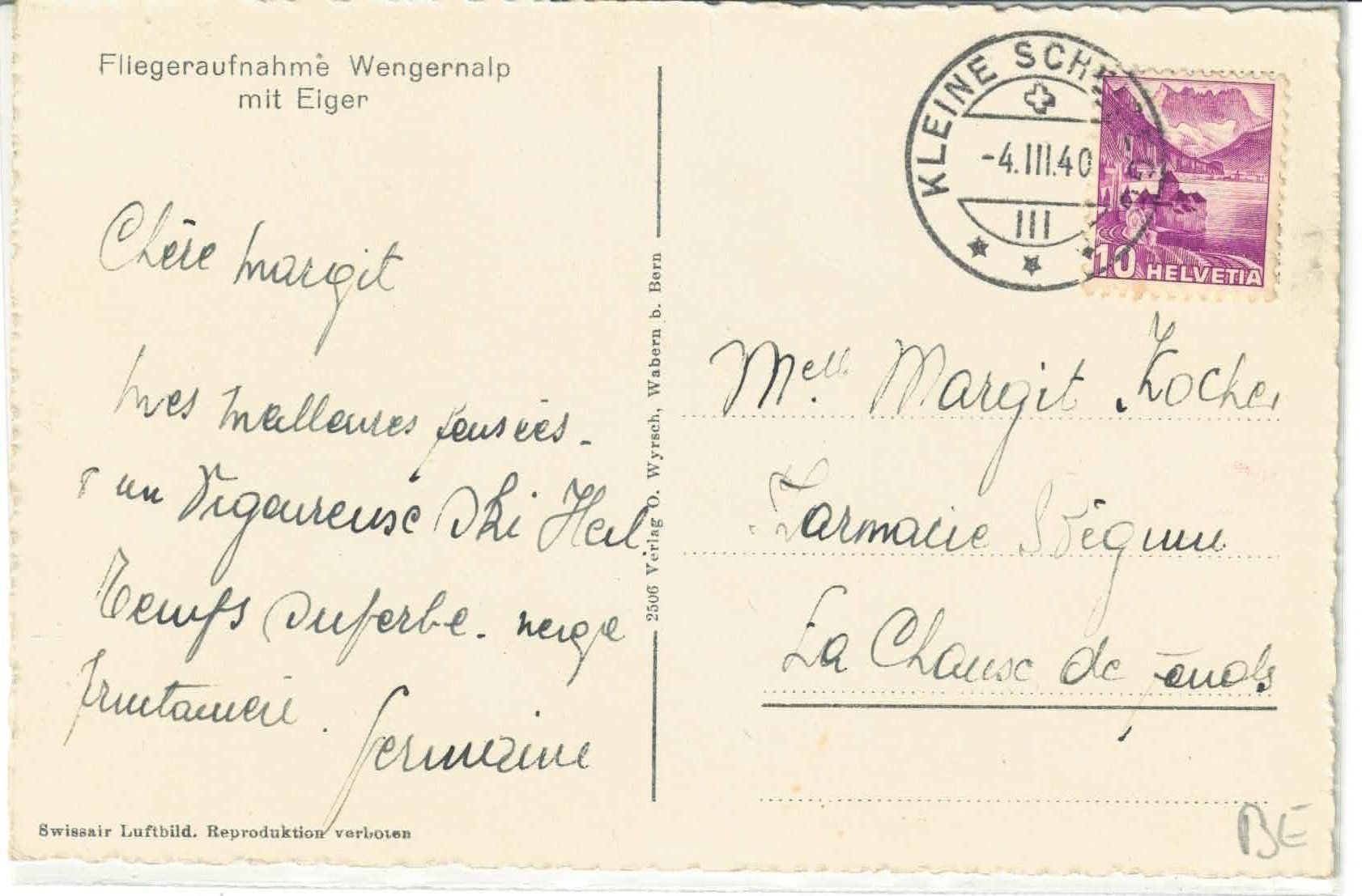 Cartoline postali: Fliegeraufnahme Wengernalp mit Eiger - O.Wyrsch – Usato da Ettingen venduto da Kartenplanet 1