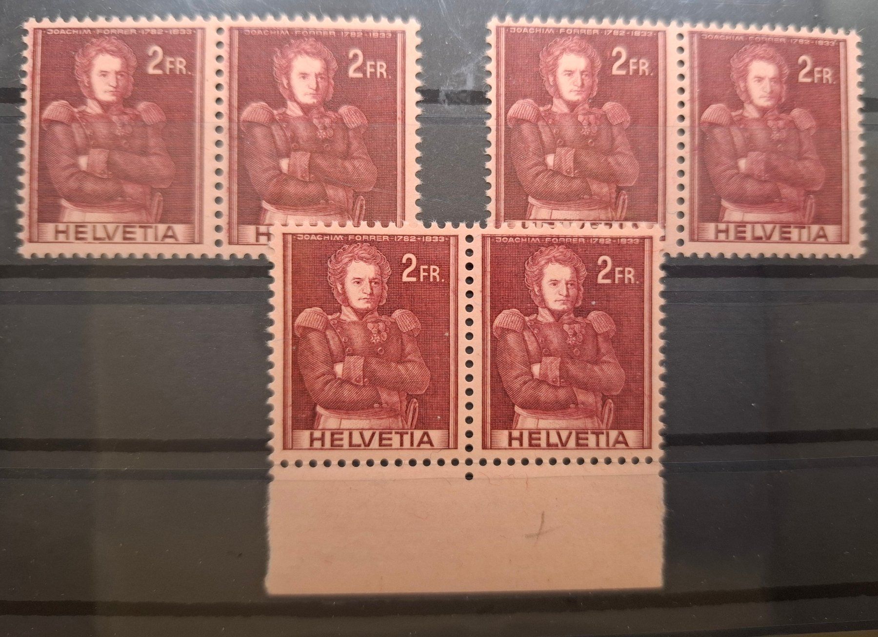 Alle Briefmarken: 251 2.01 3mal Forrer Doppeldruck postfrisch, K 240.- – Gebraucht aus Bern 14 von rvonmay