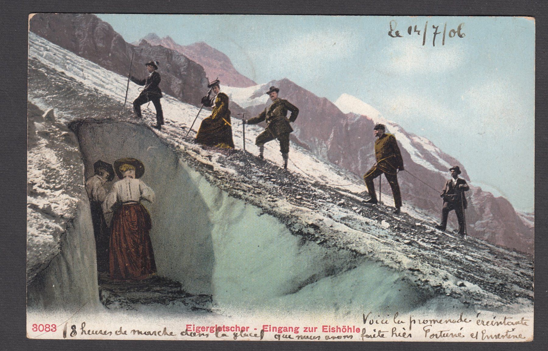 Cartoline postali: Vintage Ansichtskarte Eigergletscher, Eingang zur Eishöhle! – Usato da Brienz BE venduto da Diliplunz