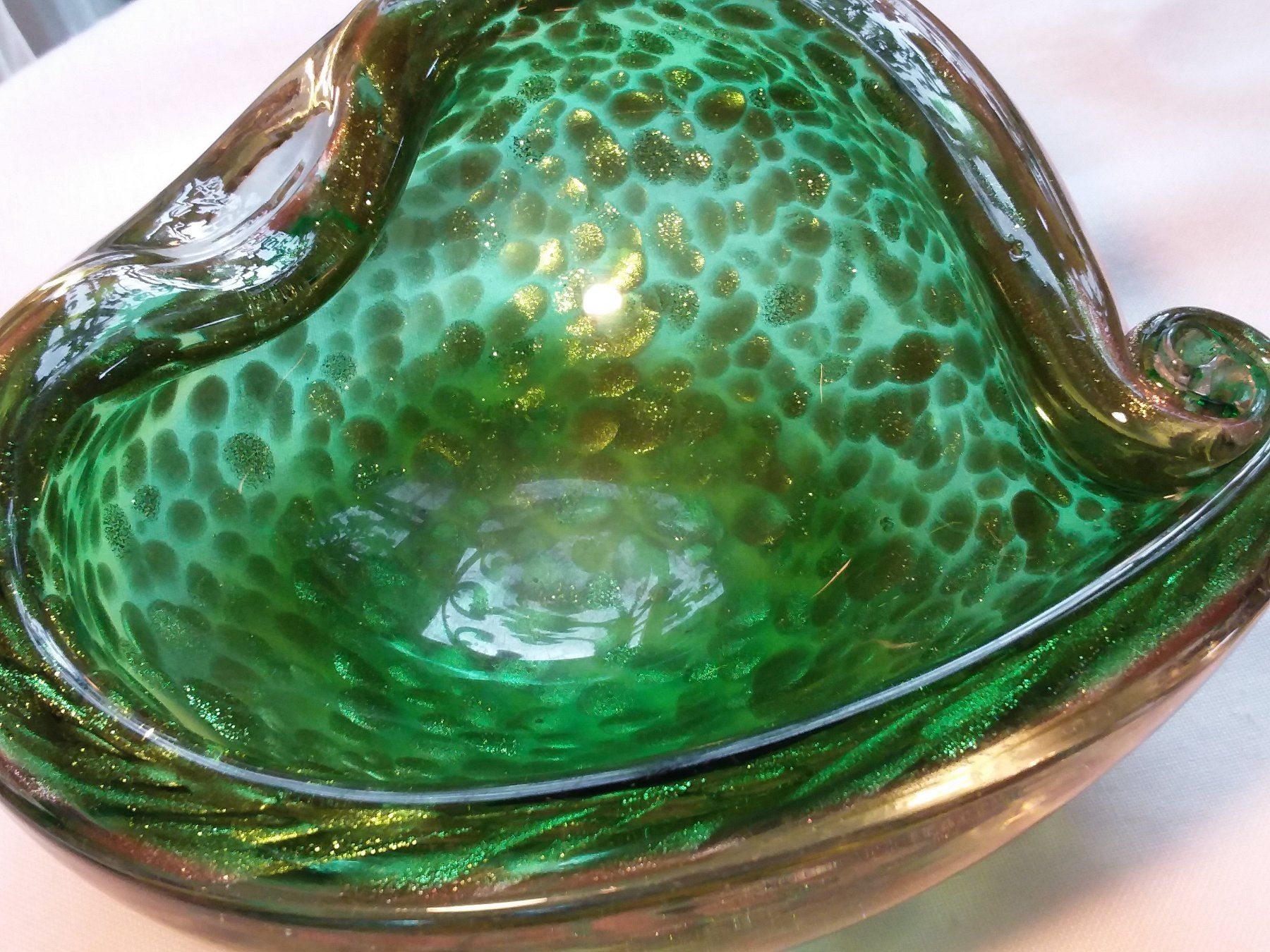 Murano Schalen: Top MURANO Gold/Grüne Herzschale – Gebraucht aus Zürich von helsan 2