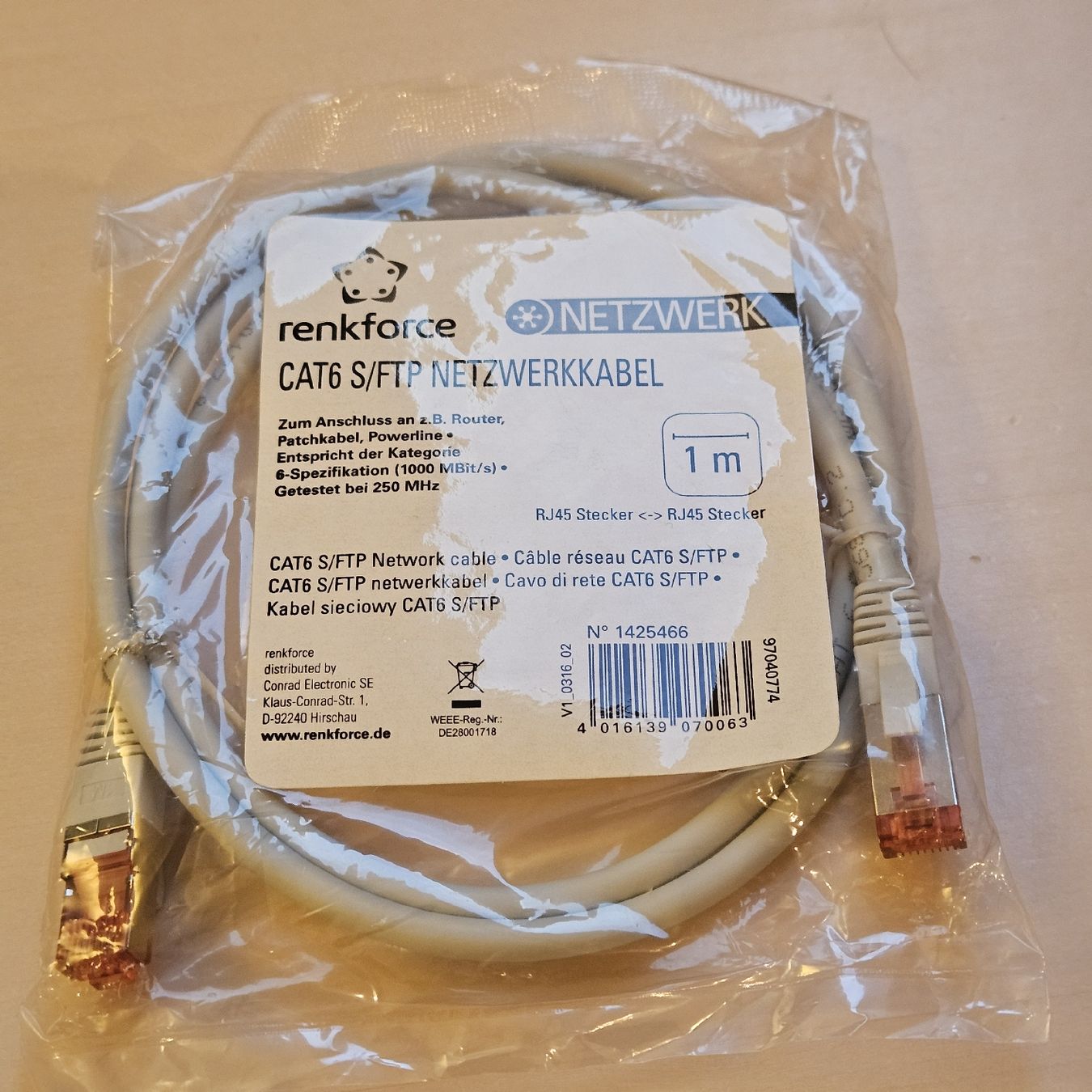 Cavi: CAT6 Netzwerkkabel, 1m – Nuovo e nell'imballaggio originale da Wettingen venduto da Christianv