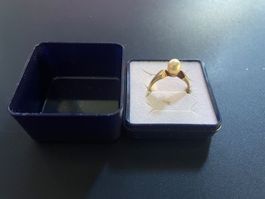 Vintage Goldring 585er Gold mit Perle