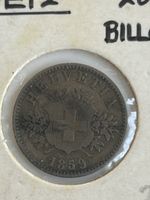 Seltene CH 20 Rappen Billon Münze 1859 (I2)