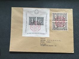 1943 Jubiläumsblock und Marke FDC auf Brief  (A276)