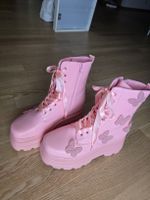 Buffalo Pink Schnürstiefel mit Schmetterlingen Gr. 39