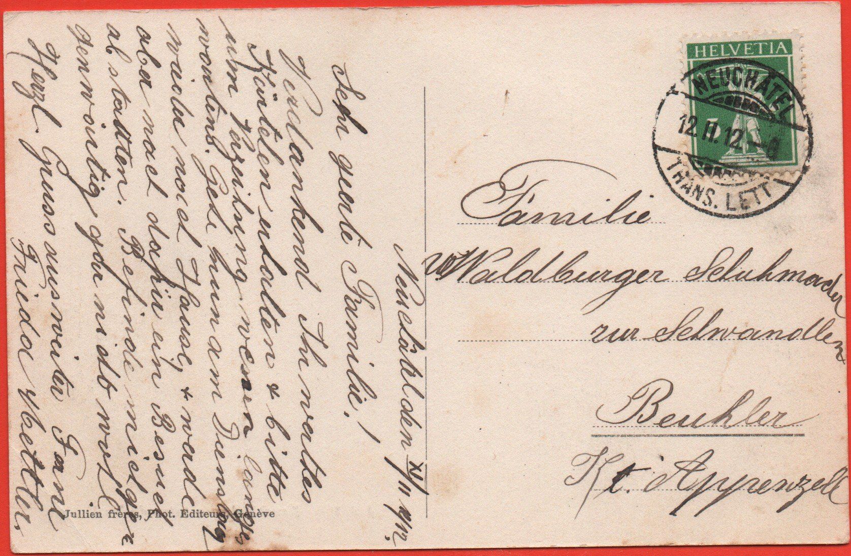 Ansichtskarten: NEUCHÂTEL vue prise du Mail – Gebraucht aus Jona von philajona 1