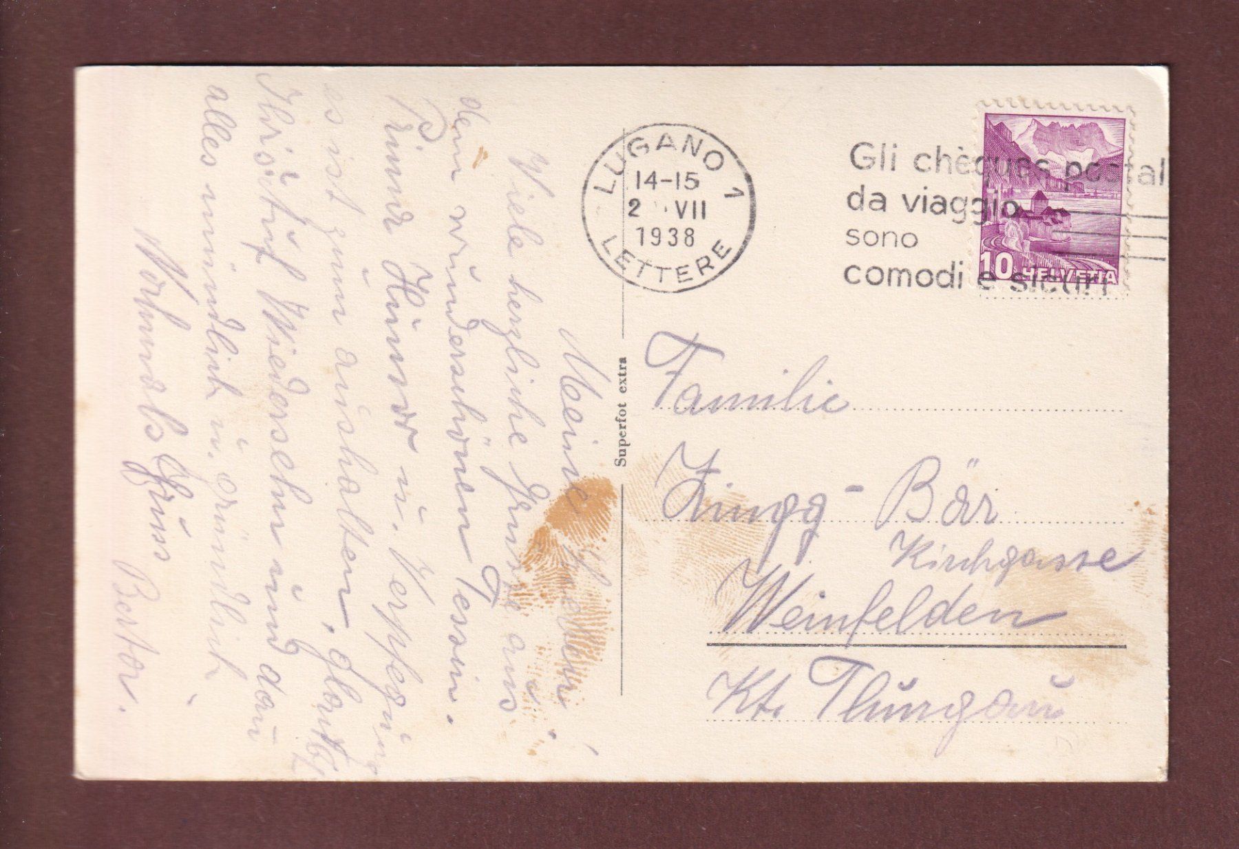 Ansichtskarten: LUGANO - Quai - Auto - 1938 – Gebraucht aus Pully von nicecards-shop 1