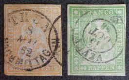 SVISLANDO: «Strubeli», 20 c G.b 1857, 40 c C 1855, O