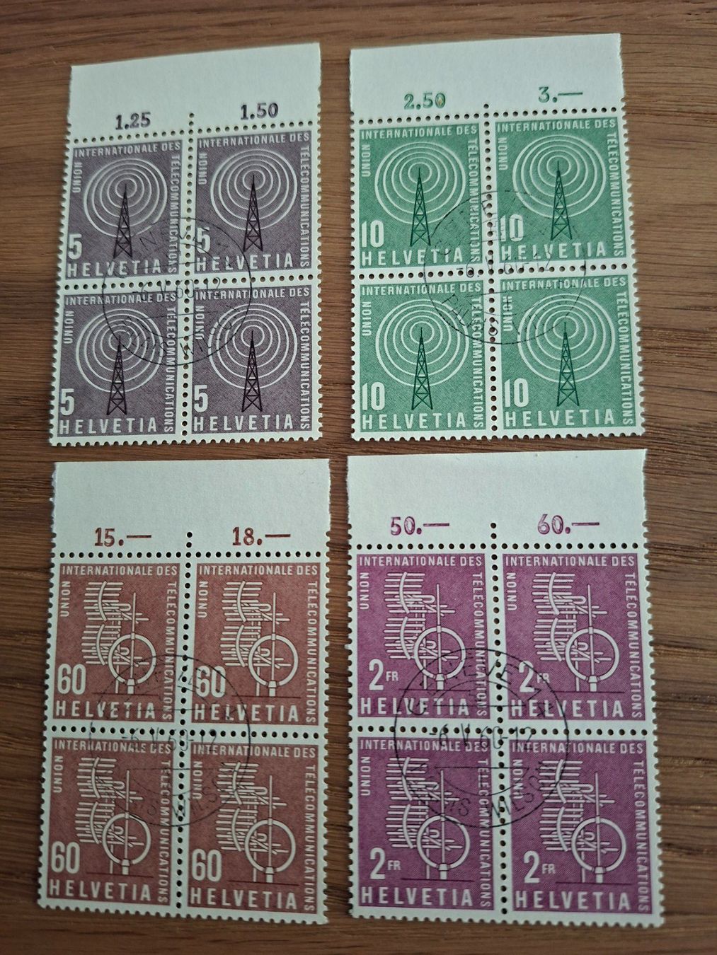 Tous les timbres: Dienstmarken: 4er Blocks: UIT – Neuf (Voir description) à Hinterkappelen par 1399