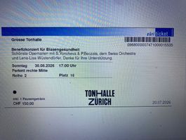 Ticket Bester PlatzTonhalle Konzert 30.8.28 zum HALBEN Preis