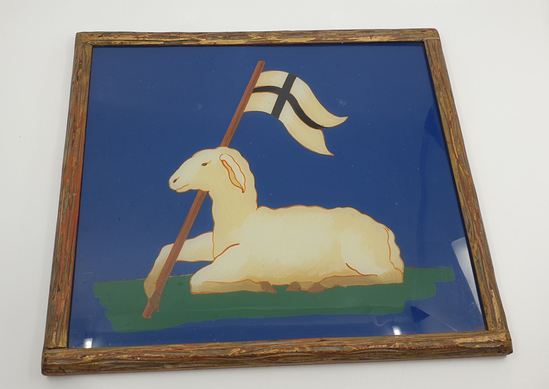 Dipinti: Lamm Hinterglasmalerei, Gottfried Obi 1899-1969 Bern – Usato da Emmen venduto da magelan