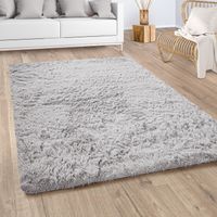 XXL Teppich Hochflor Shaggy Flauschig Silber 200x290 cm