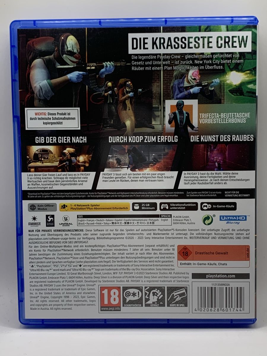 Sony Giochi: Payday 3 Day One Edition - PS5  – Nuovo (secondo la descrizione) da Ostermundigen venduto da RG-Collector 1
