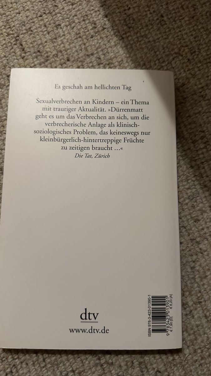 Libri: Friedrich Dürrenmatt Das Versprechen Roman dtv – Usato da Wettingen venduto da adr_p7zx 1