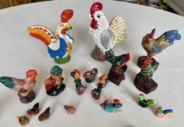 Grosse Hühner Sammlung 47 Stk Zinn Holz Swarovski Porzellan 