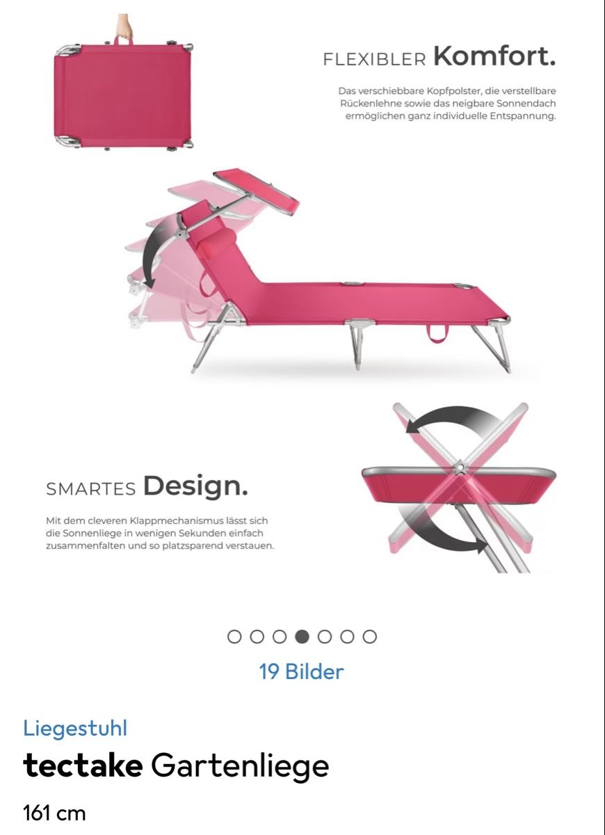 Chaises longues: Liegestuhl Tectake - rosa - 161 cm – D'occasion à Trimbach par sheshe27 8