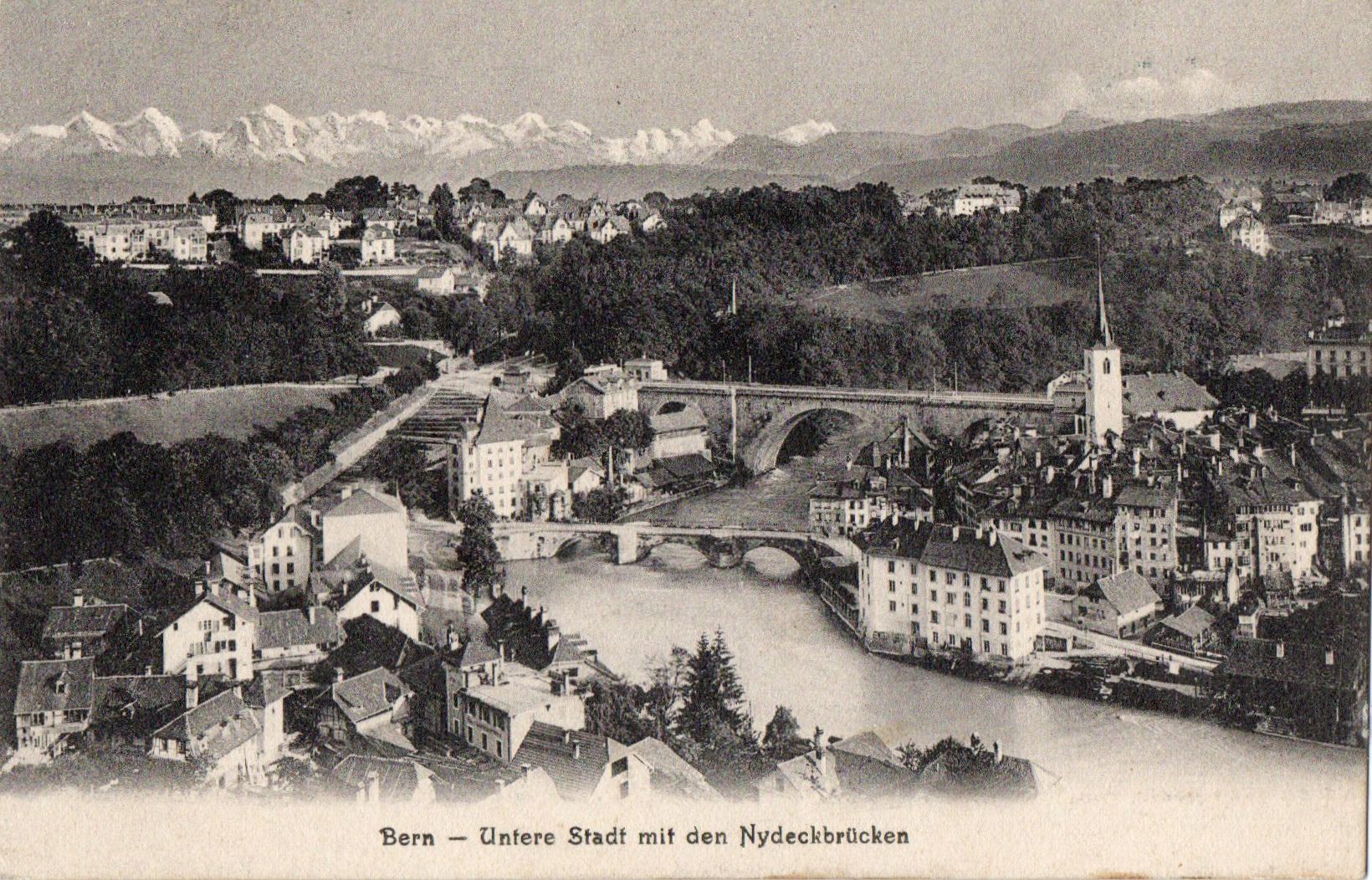 Ansichtskarten: Bern - Untere Stadt mit den Nydeckbrücken – Gebraucht aus Melano von pisonsdro