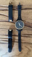 Fossil Uhr schwarz-gold, inkl. zwei Leder-Armbänder