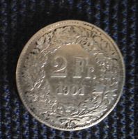 1 STÜCK 2 FRANKEN 1901 SELTEN SILBER ORGINALBILD