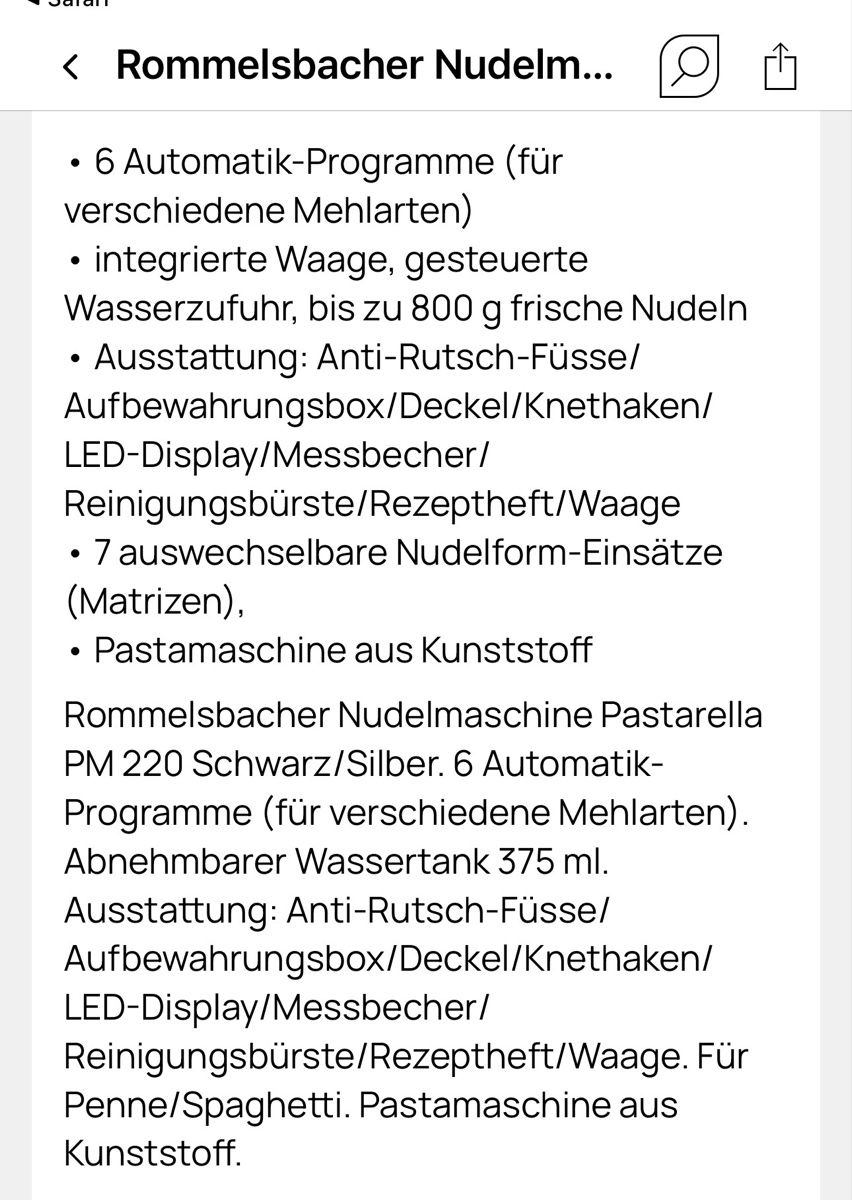 Rommelsbacher Elettrodomestici da cucina: Rommelsbacher Pasteria – Nuovo (secondo la descrizione) da Wängi venduto da Boston11 6