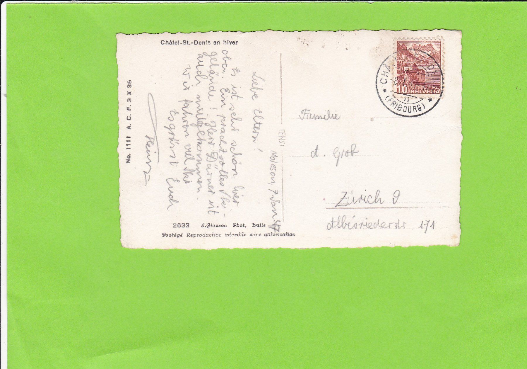 Cartes postales: ChâtelSt.-Denis en hiver – D'occasion à St. Peterzell par neckertal 1