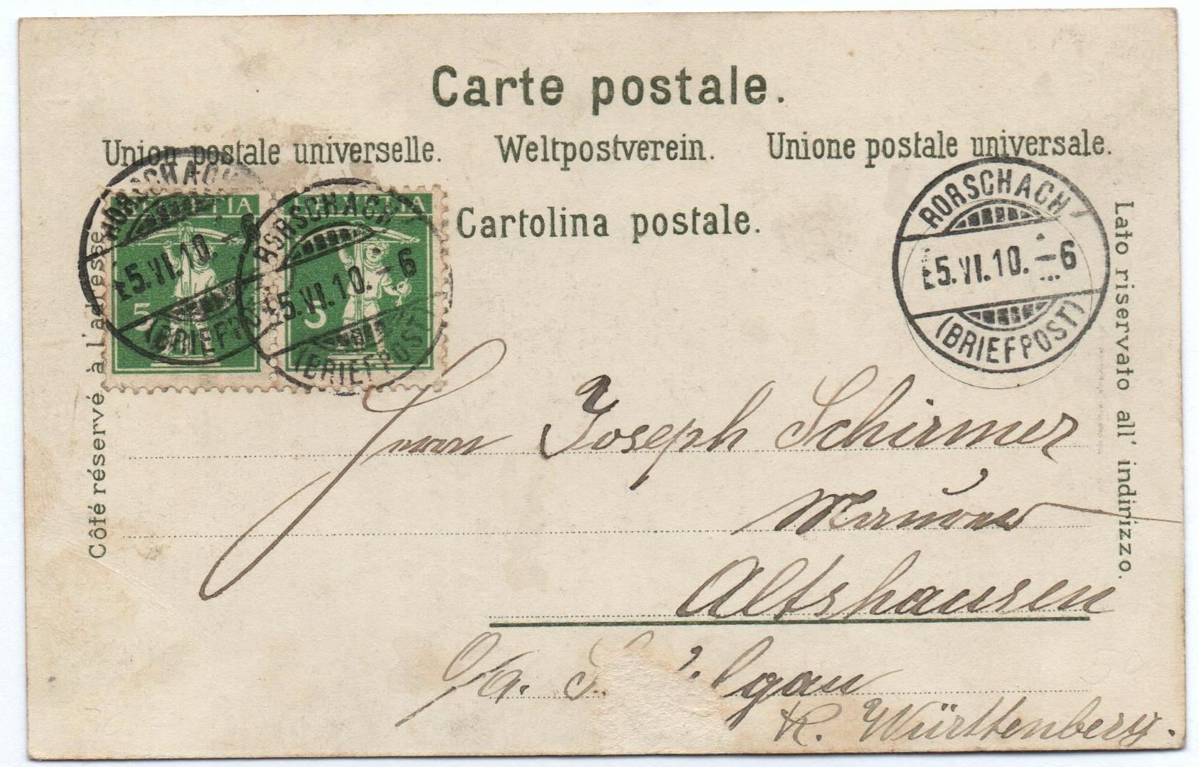 Cartoline postali: RORSCHACH Hotel Pension Badhof – Usato da Jona venduto da philajona 1