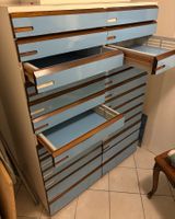 Armoire à tiroirs vintage bleu et bois 26 tiroirs bon état