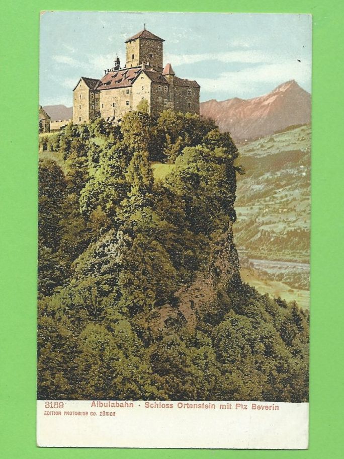 Cartoline postali: Schloss Ortenstein mit Piz Beverin – Usato da Zürich venduto da t24_de