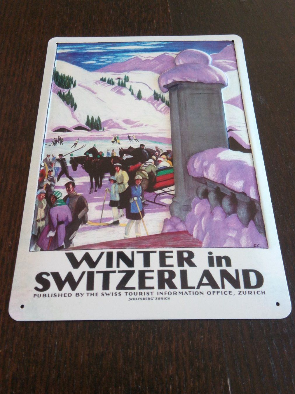 Insegne: Blechschild Winter in Switzerland – Usato da Winterthur venduto da LaRoque