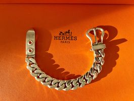 Hermes Sellier Buckle Armband Silber Vintage (das Grösste)