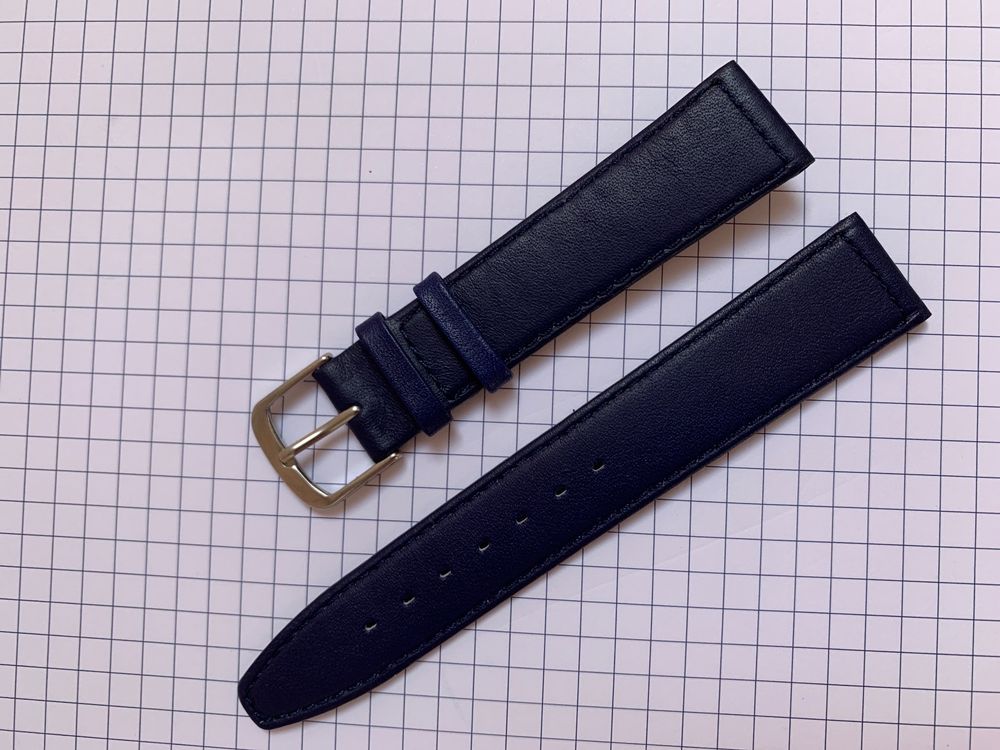 Bracelet Montre Cuir Souple Bleu 18mm - Points Blancs, Marque NICKSTON, Neuf Avec étiquettes