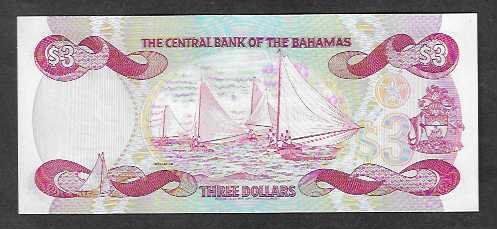 Banknoten: Bahamas  3  Dollars  Bankfrisch – Neu (gemäss Beschreibung) aus Gordola von coinsandnotes 1