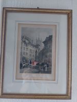 3 tableau dessin place de Palud Lausanne et Suisse et  cadre