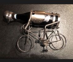 WEINFLASCHE STAHL - AUSSTELL-HALTER 0.75L RADFAHRER NEU
