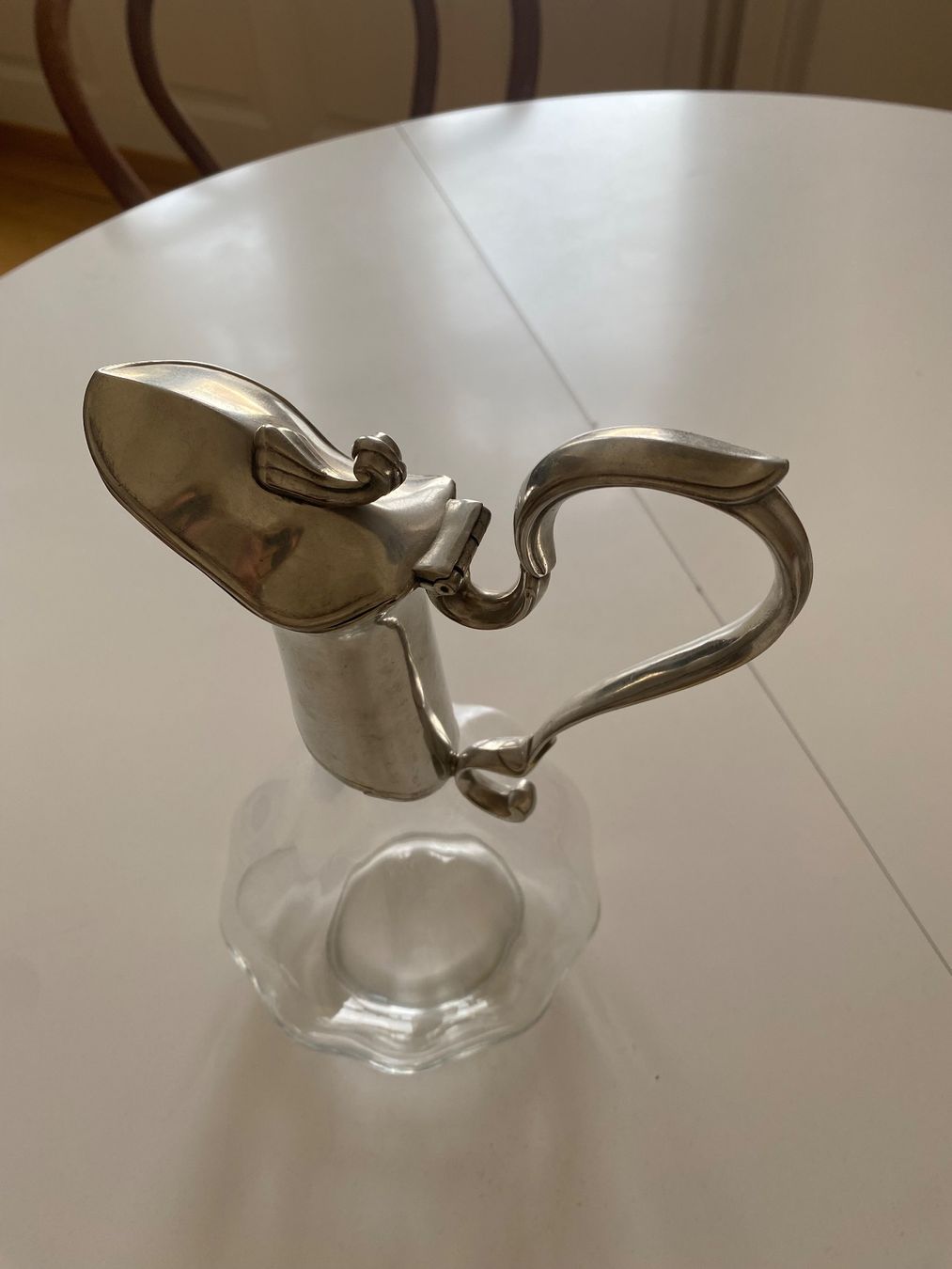Caraffe: Elegante Glaskaraffe mit Silberaufsatz – Usato da Basel venduto da NormaJean01 2