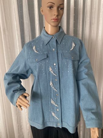 Extravagante seltene LAURA KENT-Jeansjacke MIT PERLEN,Gr. 44