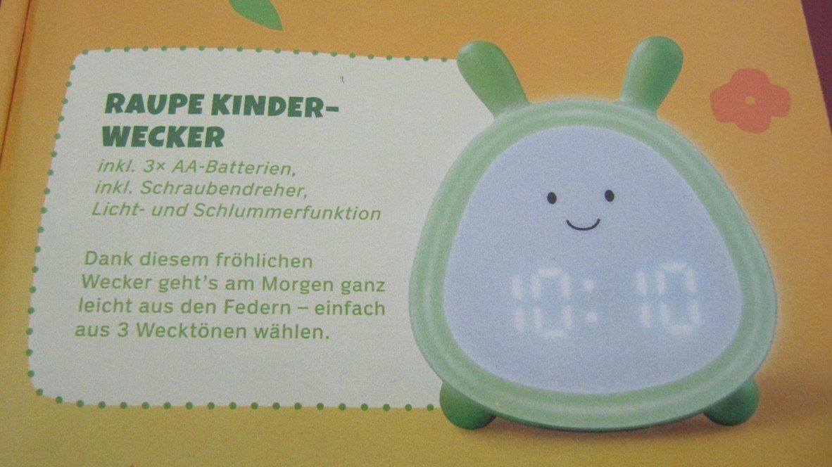 Sveglie: Kinder-Wecker Raupe mit Licht & Schlummerfunktion OVP – Nuovo e nell'imballaggio originale da Brunnen venduto da Kiwiland1 1