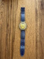 Swatch Automatic Uhr mit blauem Lederband in gutem Zustand