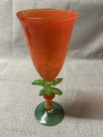 Exklusiver Kunstglas-Kelch – Mundgeblasen – Orange/Grün mit