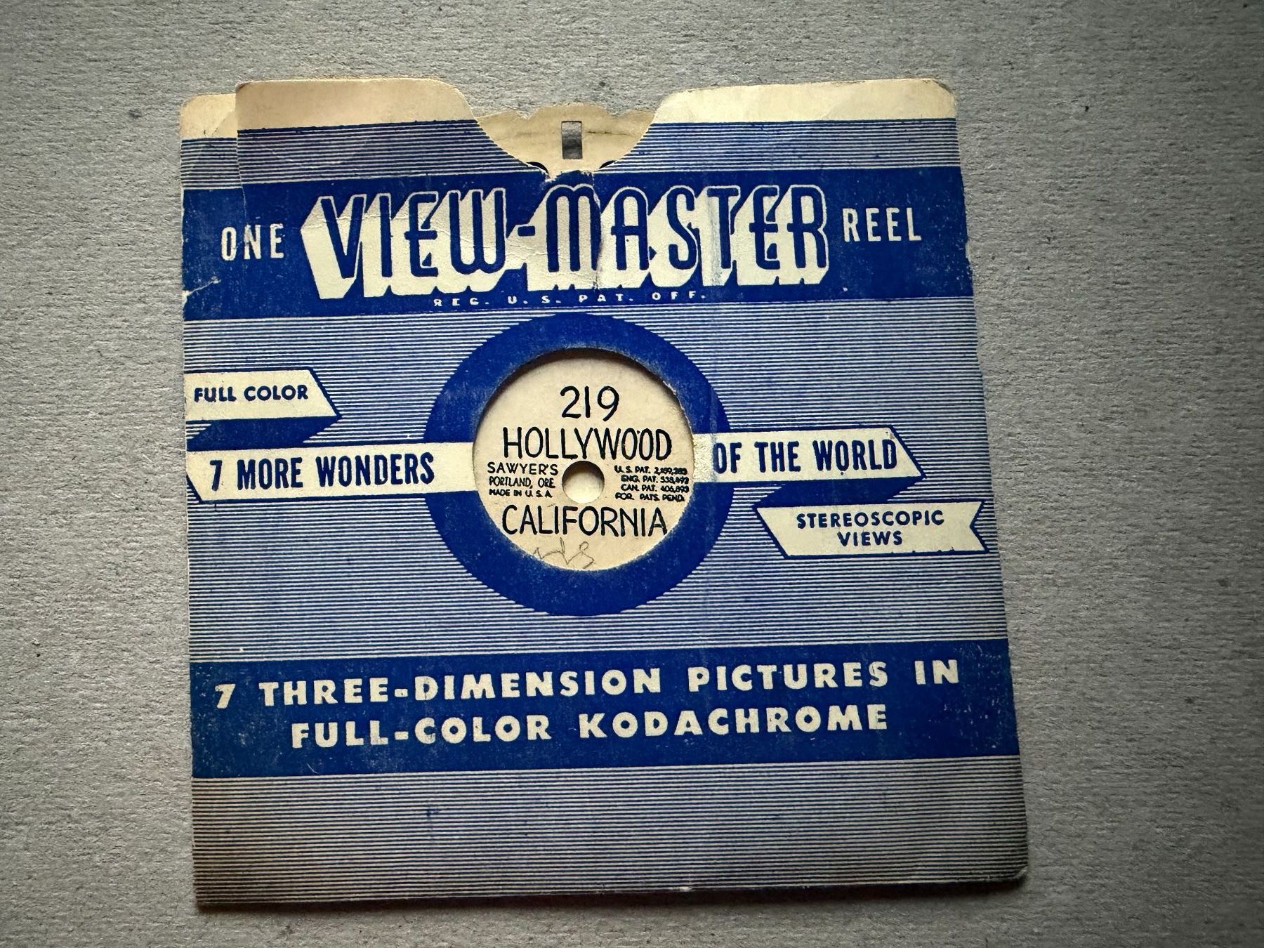 View-master Spielzeuge: View-Master 3D: Nr. 219 HOLLYWOOD CALIFORNIA – Gebraucht aus Tegerfelden von siebenmacky