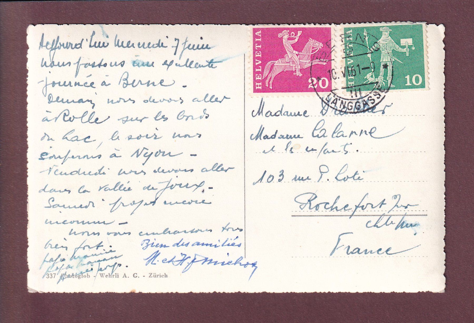 Cartoline postali: BERN - Bärengraben - 1961 – Usato da Pully venduto da nicecards 1