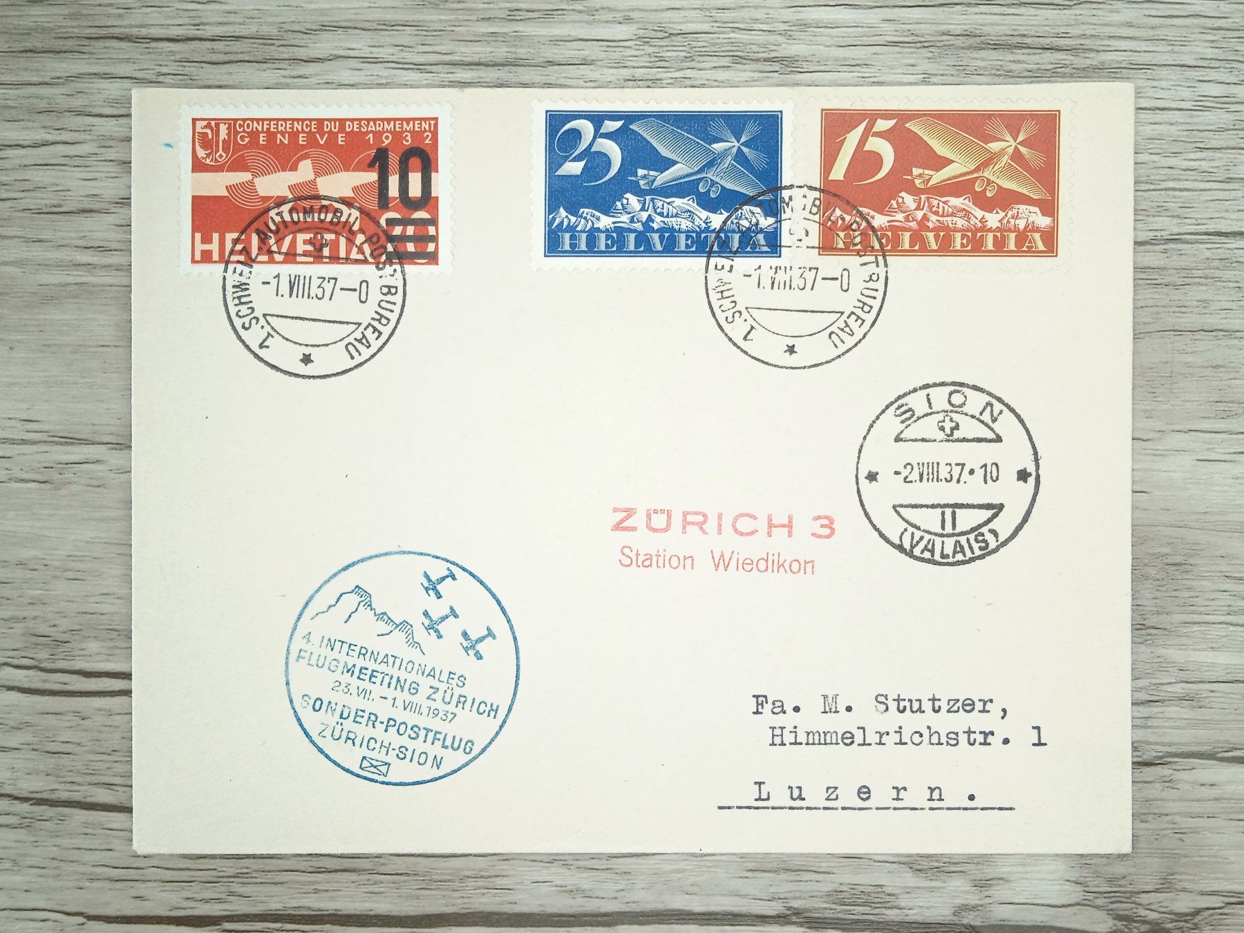 Tutti i francobolli: TR84 Enveloppe + Timbre Suisse 1937 – Usato da Cousset venduto da Patrick_Collections