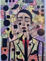 EDGAR BALTENSPERGER ORIGINAL ACRYL BILD SIGNIERT AUF KARTON