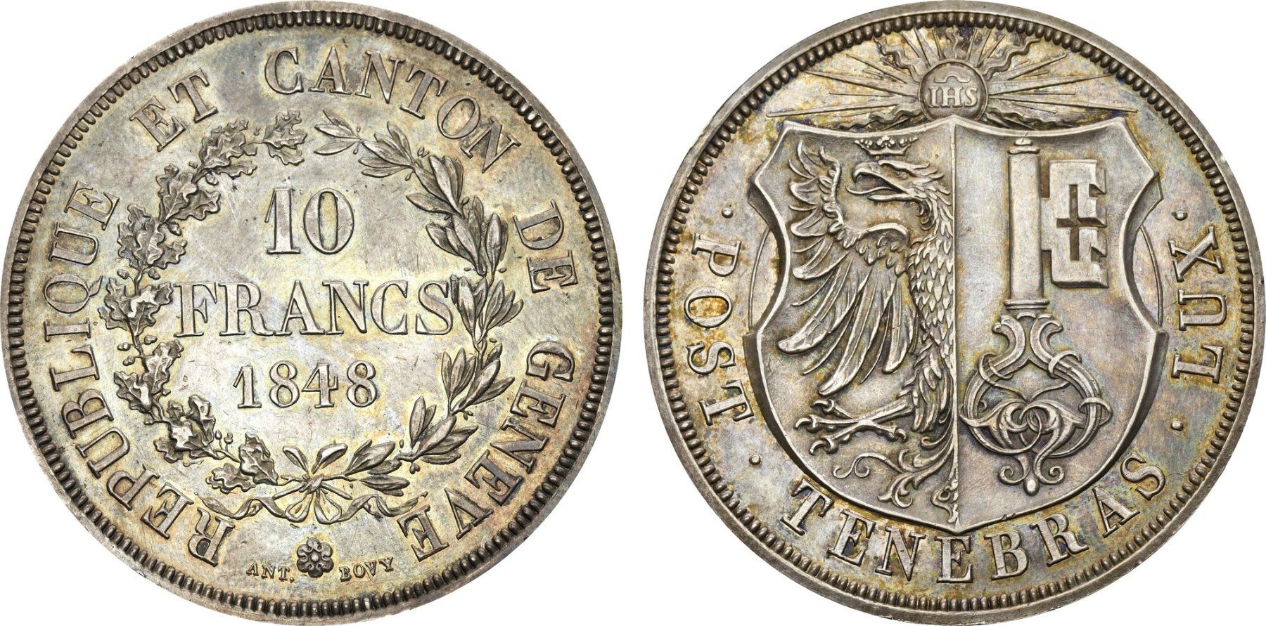 Toutes les monnaies: RARE 10 Francs Genève 1848 Argent – D'occasion à Meyrin par menelaos77