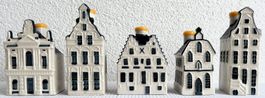5St. KLM Delft Porzellan Häuser mit Bols Genever Holland