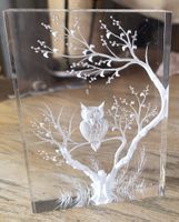 Eulefigur aus glas Handgemacht Gerizt  gebohrt Briefbeschwer