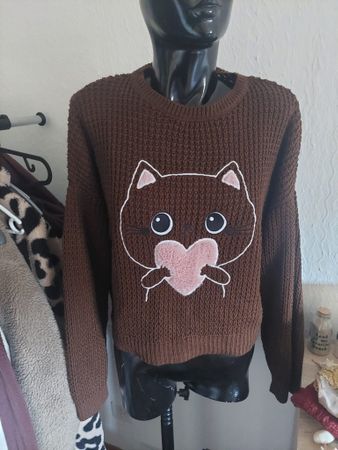 Süsser Katzenpullover Gr. M mit Herzchen ❤️ Top Zustand!