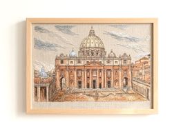 Vintage Needlepoint St. Peter’s Basilica Rome 30x40