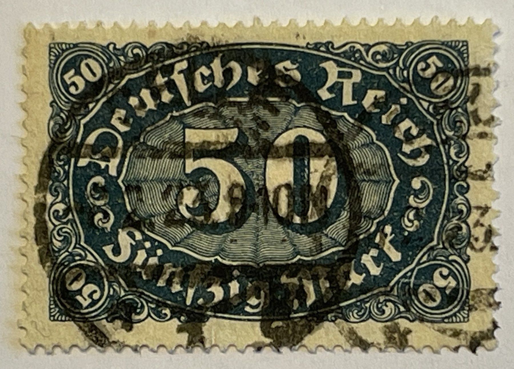 Tutti i francobolli: Deutsches Reich Briefmarke 50 Mark – Usato da Oftringen venduto da Vucki 1