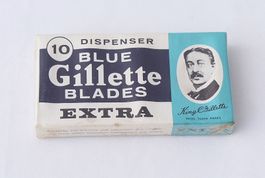 Vintage-Packung 10 Blue Gillette Blades Extra Rasierklingen